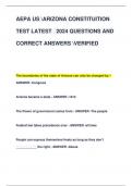 AEPA US ARIZONA CONSTITUITION  TEST LATEST 2024 QUESTIONS AND  CORRECT ANSWERS VERIFIED