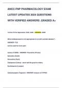 ANCC-FNP PHARMACOLOGY EXAM  LATEST UPDATES 2024 QUESTIONS  WITH VERIFIED ANSWERS .GRADED A+