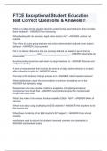 FTCE Exceptional Student Education test Correct Questions & Answers!!   What is it called when a student observes and records a peer's behavior then provides them feedback? - ANSWER Peer monitoring  When dealing with due process, legal action tends to 