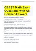 CBEST Math Exam Questions with All Correct Answers 