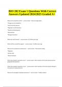 BIO 202 Exam 1 Questions With Correct Answers Updated 2024/2025 | BIO 202 Exam Questions and Answers & BIO 202 Topic 9: Urinary System Graded Quiz 2023-2024 - Straighterline