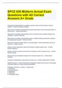 SPCE 630 Midterm Actual Exam Questions with All Correct Answers A+ Grade 