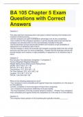 BA 105 Chapter 5 Exam Questions with Correct Answers