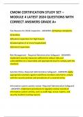 CMOM CERTIFICATION STUDY SET – MODULE 4 LATEST 2024 QUESTIONS WITH CORRECT ANSWERS GRADE A+