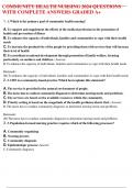 COMMUNITY HEALTH NURSING 2024 QUESTIONS WITH COMPLETE ANSWERS GRADED A+