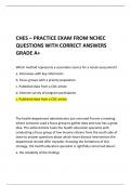 CHES – PRACTICE EXAM FROM NCHEC QUESTIONS WITH CORRECT ANSWERS GRADE A+