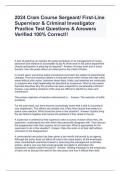 2024 Cram Course Sergeant/ First-Line Supervisor & Criminal Investigator Practice Test Questions & Answers Verified 100% Correct!!