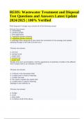 REHS: Wastewater Treatment and Disposal Test Questions and Answers Latest Update 2024/2025 | 100% Verified | Graded.