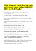 DMV Minnesota Permit Test Questions and Answers Latest Update 2024/2025 | NJ DMV Permit Test Questions and Answers Latest Update | Ambulance DMV Test Questions and Answers & Dmv Vietnamese Written Test 1 Latest 2024/2025 With Complete Solution Graded A+