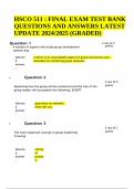 HSCO 511 : FINAL EXAM TEST BANK QUESTIONS AND ANSWERS LATEST UPDATE 2024/2025 (GRADED) 