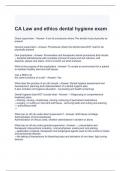 CA Law and ethics dental hygiene exam with correct answers