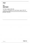 AQA as history the tudors: england, 1485 –1603 component 1c consolidation of the tudor dynasty: england, 1485–1547 wednesday 17 may 2023 PACKAGE