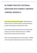 NC PERMIT PRACTICE TEST(REAL)  QUESTIONS WITH CORRECT ANSWERS  VERIFIED GRADED A+