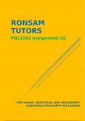 POL1502 ASSIGNMENT 02 ANSWERS semester 1 2024. This document contains well answered and unique answers that will help you score a very good mark, contact 0/6/7/1/1/8/9/0/5/9 for further assistance.