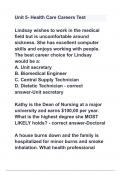 Unit 5- Health Care Careers Test questions and answers latest 2024