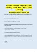 Indiana Pesticide Applicator Core Training Exam With 100% Correct Answers | Already Passed|Graded A+