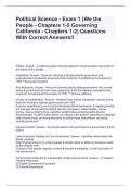 Political Science - Exam 1 (We the People - Chapters 1-5 Governing California - Chapters 1-2) Questions With Correct Answers!!