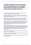 Certified Health Education Specialist (The Study Material for The Certified Health Education Specialist (CHES) Exam) with Complete Solutions