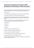 Advanced Auditing Final Exam 2024 Questions and Answers 100% Accurate