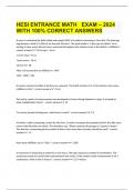 HESI ENTRANCE MATH   EXAM – 2024 WITH 100% CORRECT ANSWERS