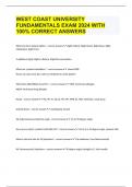 WEST COAST UNIVERSITY FUNDAMENTALS EXAM 2024 WITH 100% CORRECT ANSWERS