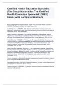 Certified Health Education Specialist (The Study Material for The Certified Health Education Specialist (CHES) Exam) with Complete Solutions 