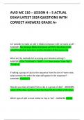 AVID MC 110 – LESSON 4 – 5 ACTUAL EXAM LATEST 2024 QUESTIONS WITH CORRECT ANSWERS GRADE A+