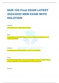 NUR 160 Final EXAM LATEST  2024/2025 NEW EXAM WITH  SOLUTION