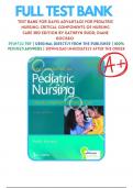 Test Bank for Davis Advantage for Pediatric Nursing: Critical Components of Nursing Care 3rd Edition by Kathryn Rudd, Diane Kocisko