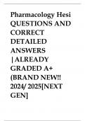 "Pharmacology Hesi QUESTIONS AND CORRECT DETAILED ANSWERS" "Pharmacology Final Exam" "LATEST Med" "LATEST Hondros Nursing 212 Final Exam with Detailed Solutions Updated 2023" "LATEST Certified nursing assistant CERTIFIED NURSING