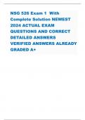 NSG 526 Exam 1 , EXAM 2 , EXAM 3 With Complete Solution NEWEST 2024 ACTUAL EXAM QUESTIONS AND CORRECT DETAILED ANSWERS VERIFIED ANSWERS ALREADY GRADED A+