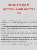 PHARM RETAKE 50+ QUESTIONS AND ANSWERS 2024.