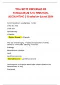 WGU D196 PRINCIPALS OF MANAGERIAL AND FINANCIAL ACCOUNTING | Graded A+ Latest 2024 