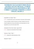NONPROFIT MANAGEMENT PRINCIPLES  AND PRACTICE BY MICHAEL J. WORTH  4TH EDITION EXAM | QUESTIONS & 100%  CORRECT ANSWERS (VERIFIED) | LATEST  UPDATE | GRADEA+