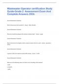 Wastewater Operator certification Study Guide-Grade 2  Assessment Exam And Complete Answers 2024.