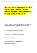 HESI PEDS LATEST EXAM 2024-2025 WITH ACTUAL QUESTIONS AND CORRECT VERIFIED ANSWERS|100%GUARANTEED TO PASS!|ALREADY GRADED A+