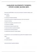 SARAH RN MATERNITY NURSING  STUDY GUIDE | RATED 100%