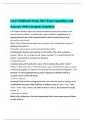  Early Childhood Praxis 5025 Exam Questions and Answers With Complete Solutions