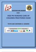 HESI PN NURSING CARE OF  CHILDREN PROCTORED EXAM