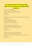 NC Permit Practice Test Exam With 100% Correct Answers | Already Passed| Graded A+