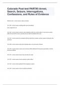 Colorado Post test PART#3 Arrest, Search, Seizure, Interrogations, Confessions, and Rules of Evidence Question and answers already passed 2024