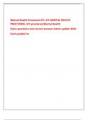 Mental Health Proctored ATI, ATI MENTAL HEALTH  PROCTORED, ATI proctored Mental Health Exam questions and correct answers latest update 2024 Exam graded A+