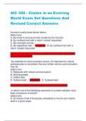 AIC 300 - Claims in an Evolving  World Exam Set Questions And  Revised Correct Answers