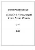 BIOD322 NEUROSCIENCE MODULE 6 HOMEOSTASIS FINAL EXAM REVIEW Q & A 2024.