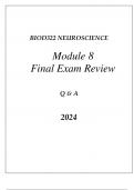 BIOD322 NEUROSCIENCE MODULE 8 DISEASE OF THE NERVOUS SYSTEM FINAL EXAM REVIEW 