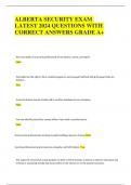 ALBERTA SECURITY EXAM 	 LATEST 2024 QUESTIONS WITH  CORRECT ANSWERS GRADE A+