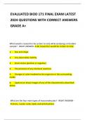 EVALUATED BIOD 171 FINAL EXAM LATEST  2024 QUESTIONS WITH CORRECT ANSWERS GRADE A+ 