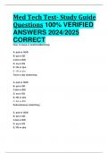 Med Tech Test- Study Guide Questions 100% VERIFIED  ANSWERS 2024/2025  CORRECT