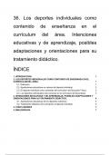 Tema 36. Los deportes individuales como contenido de enseñanza en el currículum del área. Intenciones educativas y de aprendizaje, posibles adaptaciones y orientaciones para su tratamiento didáctico.