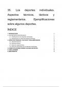 Tema 35. Los deportes individuales. Aspectos técnicos, tácticos y reglamentarios. Ejemplificaciones sobre algunos deportes.